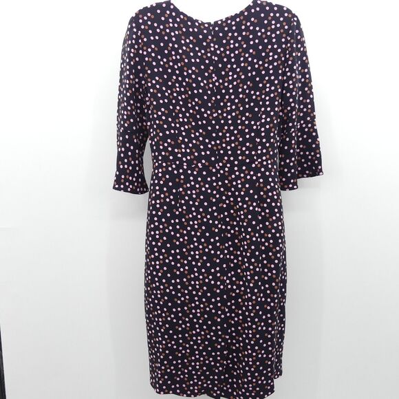 Boden Delia Black Polka Dot Sheath Dress Size 10P Bell Sleeves Career Stretch - Picture 3 of 7